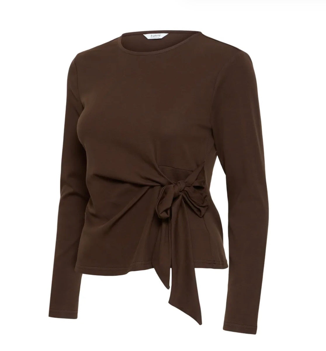 Monica Tie Lost Sleeved Top | Chocolate