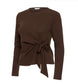 Monica Tie Lost Sleeved Top | Chocolate
