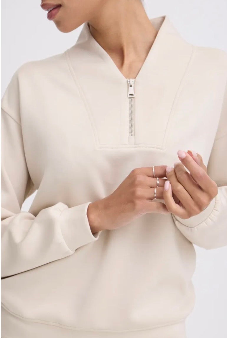Lena Luxe Zip Sweatshirt | Cream