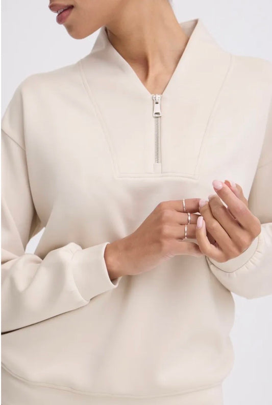 Lena Luxe Zip Sweatshirt | Cream