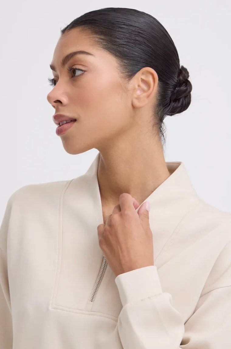 Lena Luxe Zip Sweatshirt | Cream