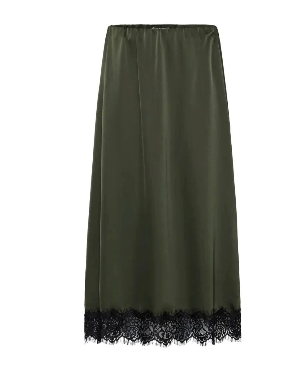 Georgie Lace Trim Skirt | Khaki & Black