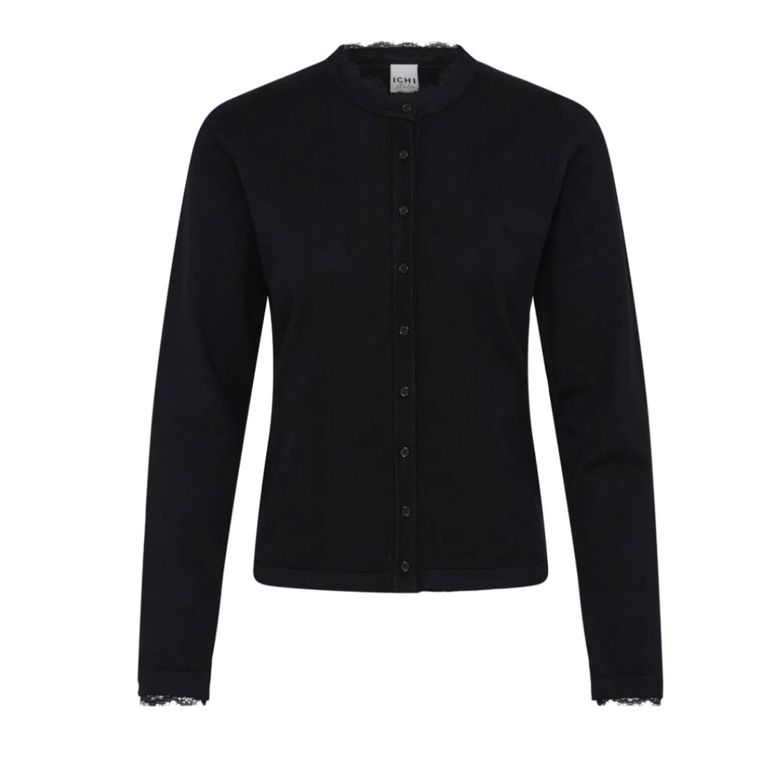 Lucy Lace Trim Cardigan | Black