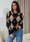 Vhari Diamond Cardigan | Black & Camel