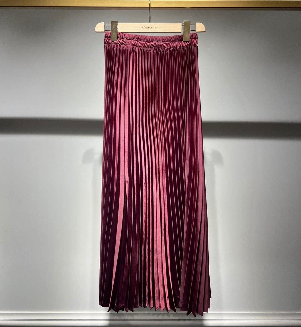 Rita Pleated Skirt | Burgandy
