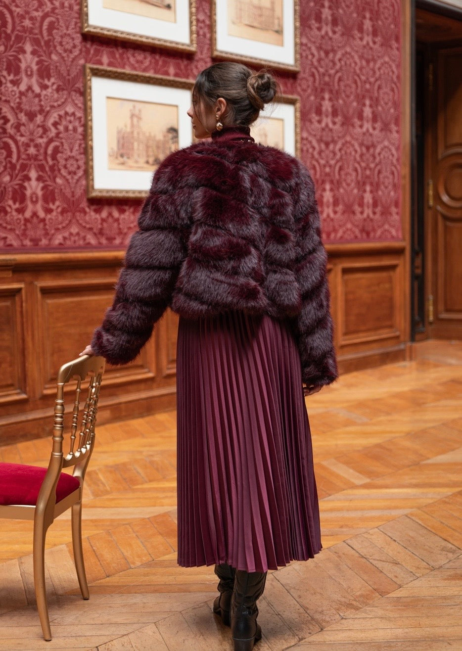 Rita Pleated Skirt | Burgandy