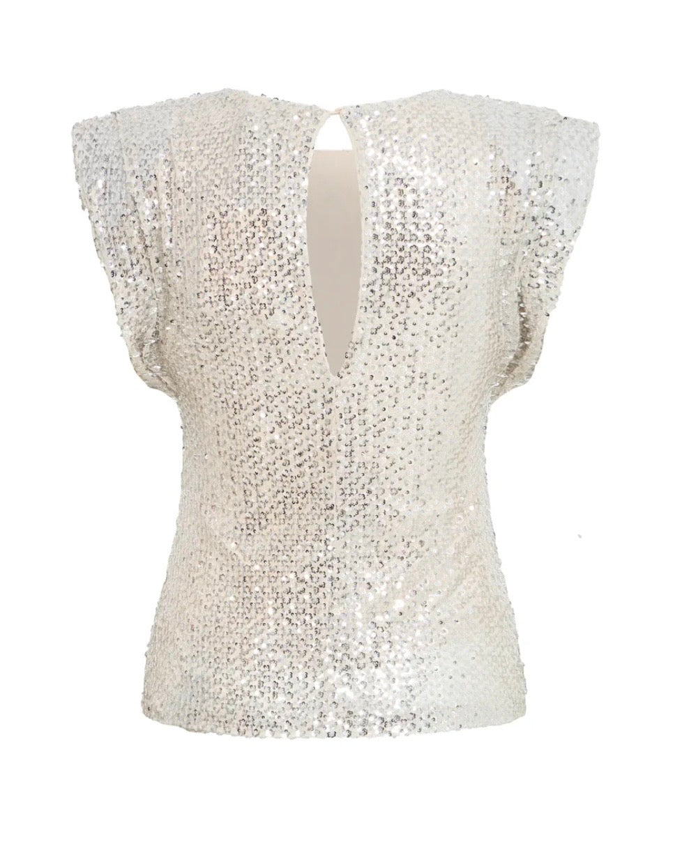Linzi Sequin Top | Almond