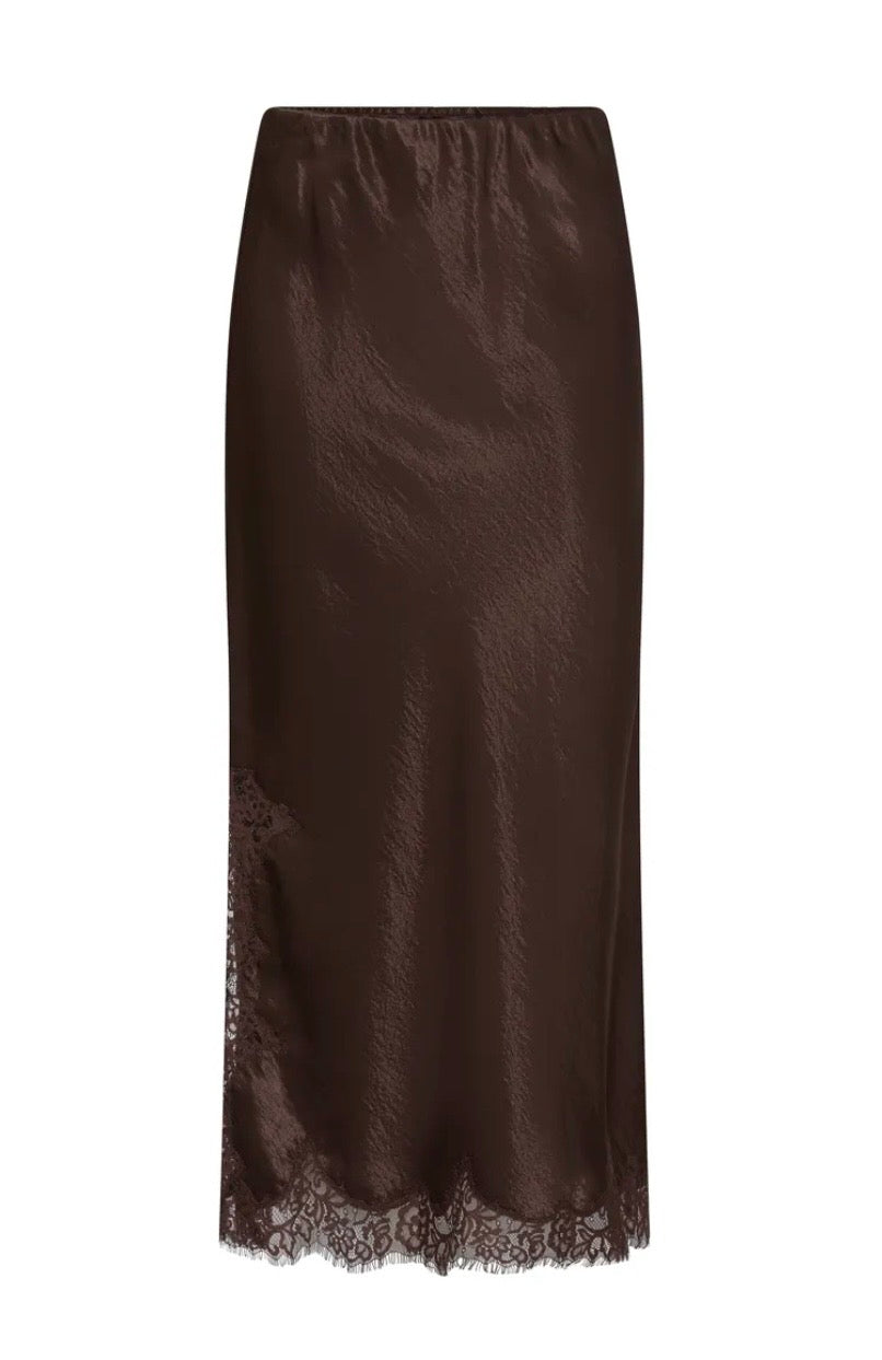 Amelia Lace Trim Skirt | Chocolate